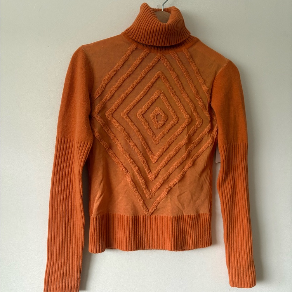 Elegant Orange Cowl Neck Sweater